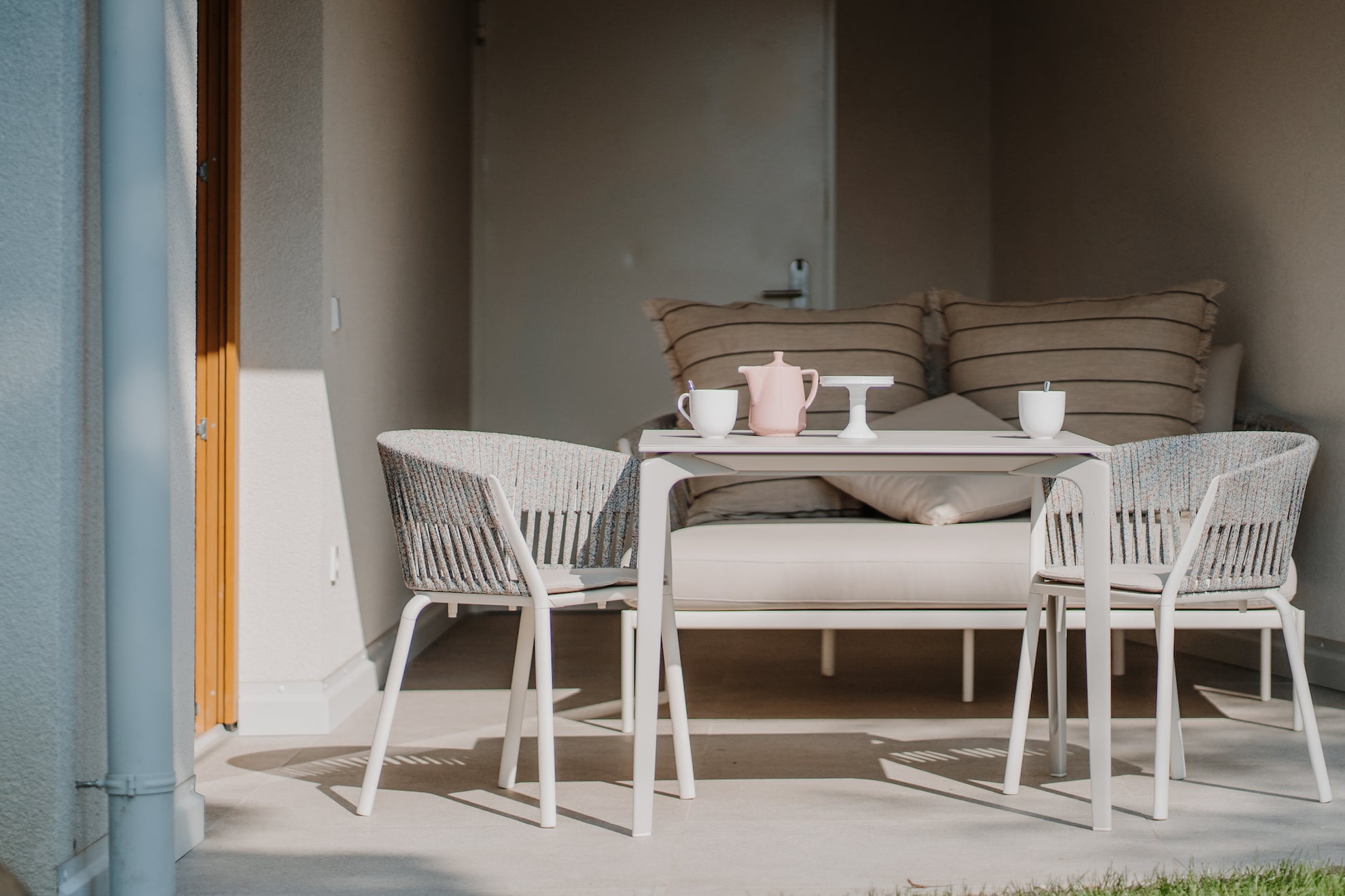 Sitzecke Terrasse im Refugium Rochus