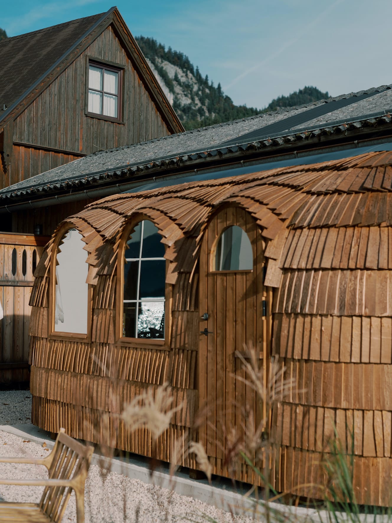 Saunahaus im Garten der Villa Alma