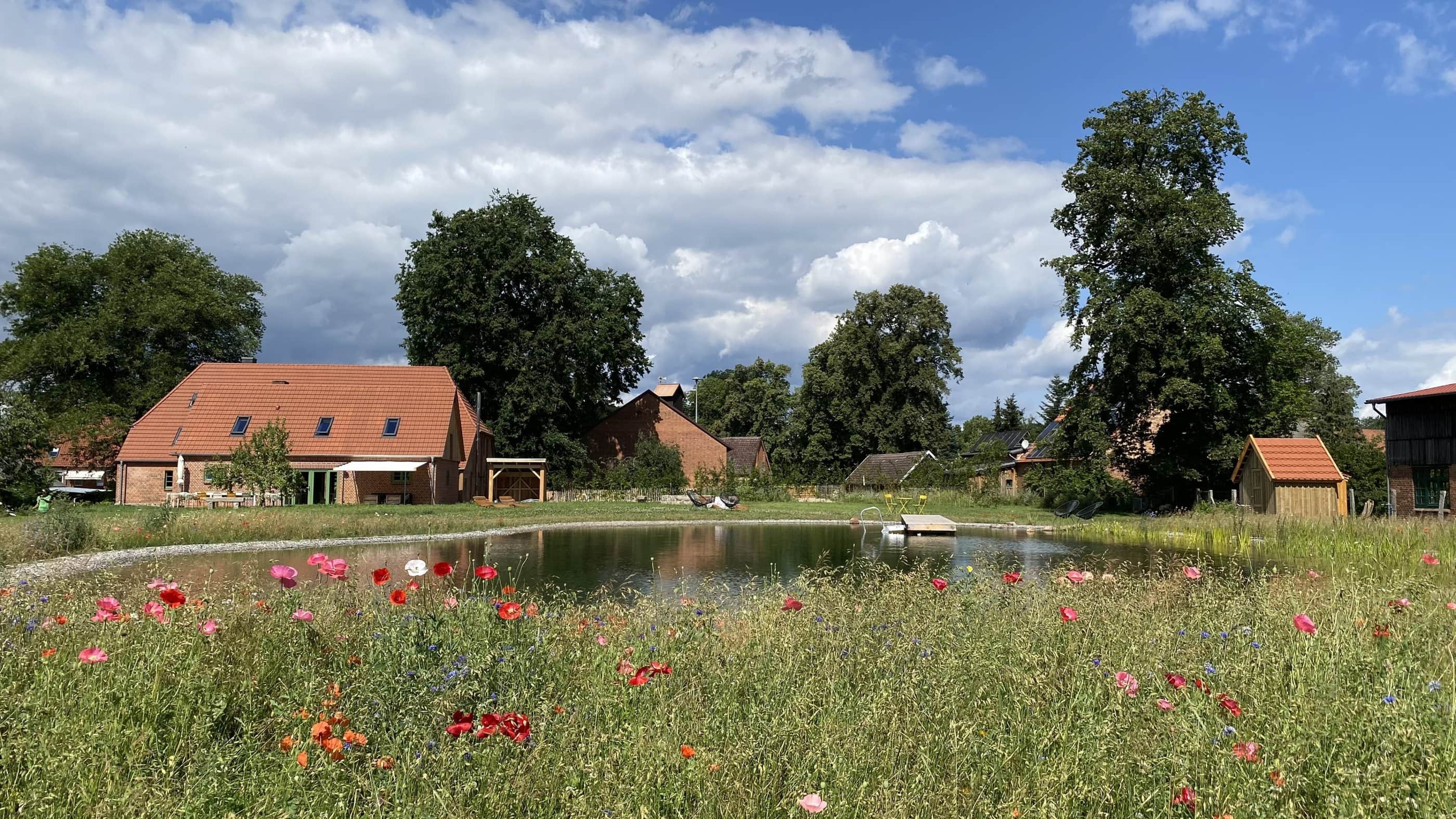 großer Garten und Teich im Ulmenhof