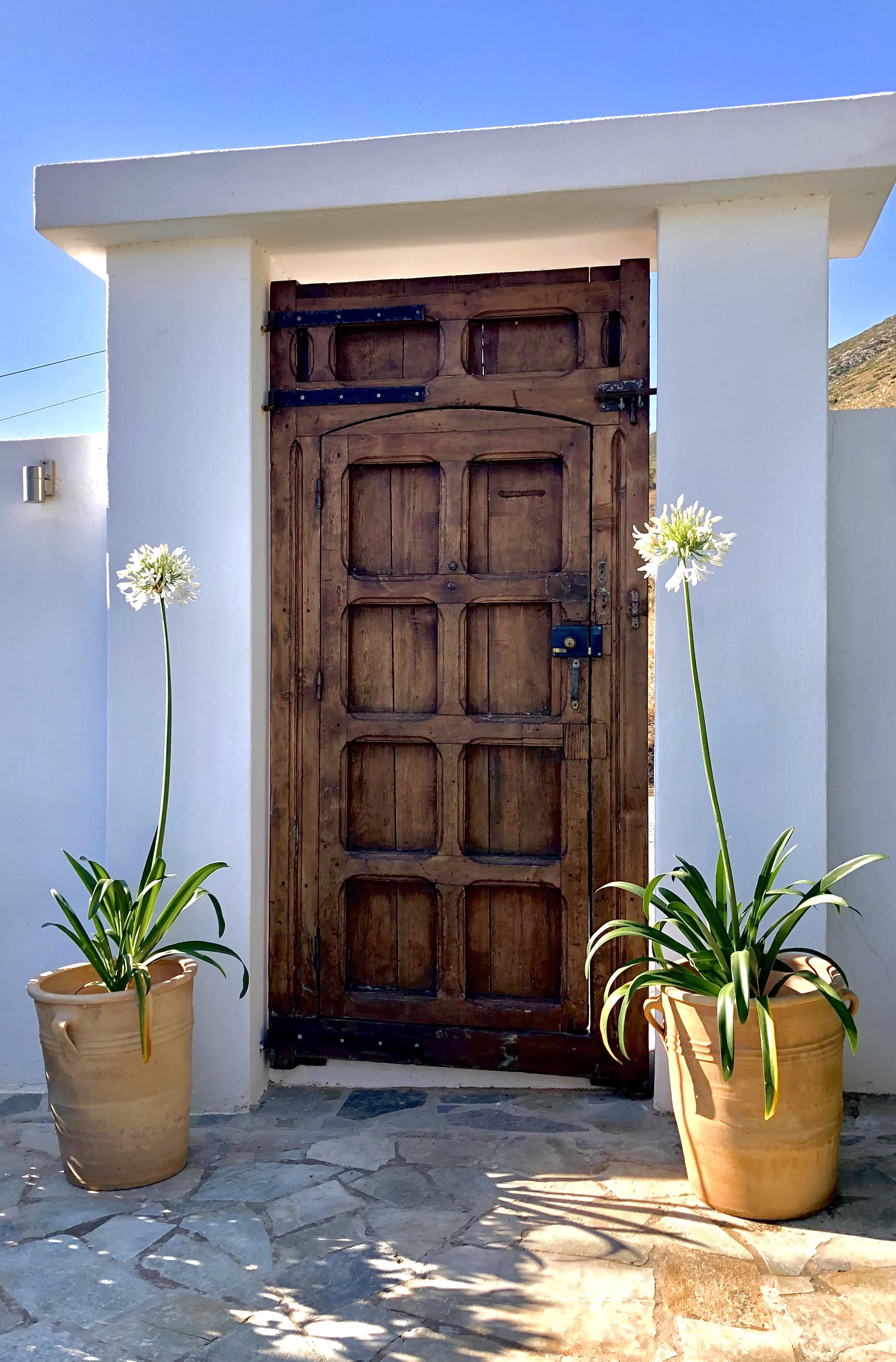 Holztür im Eingang zur Villa Zoé