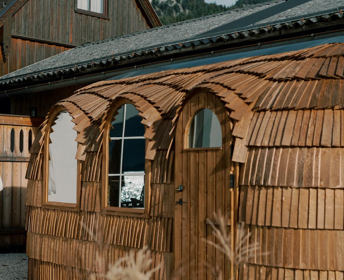 Saunahaus im Garten der Villa Alma